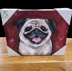 14.5" PUG Dog Framed Canvas Wall Art Painting Print  New